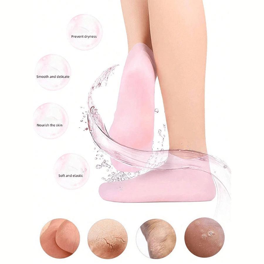 Silicone Socks for Dry Cracked Feet, Women's Moisturizing Socks, Gel Design for Heels and Toes, Daily Use and Healing Support, Hydrating, Moisturizer, Hydrate, Moisture