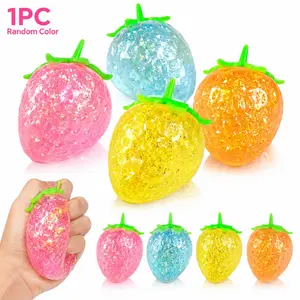 1 pc Random Color Squishies Strawberry, Cute Strawberry Squeeze Toys, Upgrade Fruit Squishies, Sticky Stress Toy, Clear Fidget Toys, Valentines Gift for Teens, Teen Boys Girls Birthday Gift Ideas