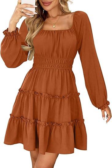 Women's lotus leaf ruffle dress new fall and winter women's fashion layered waist cinched elastic waist short skirt women