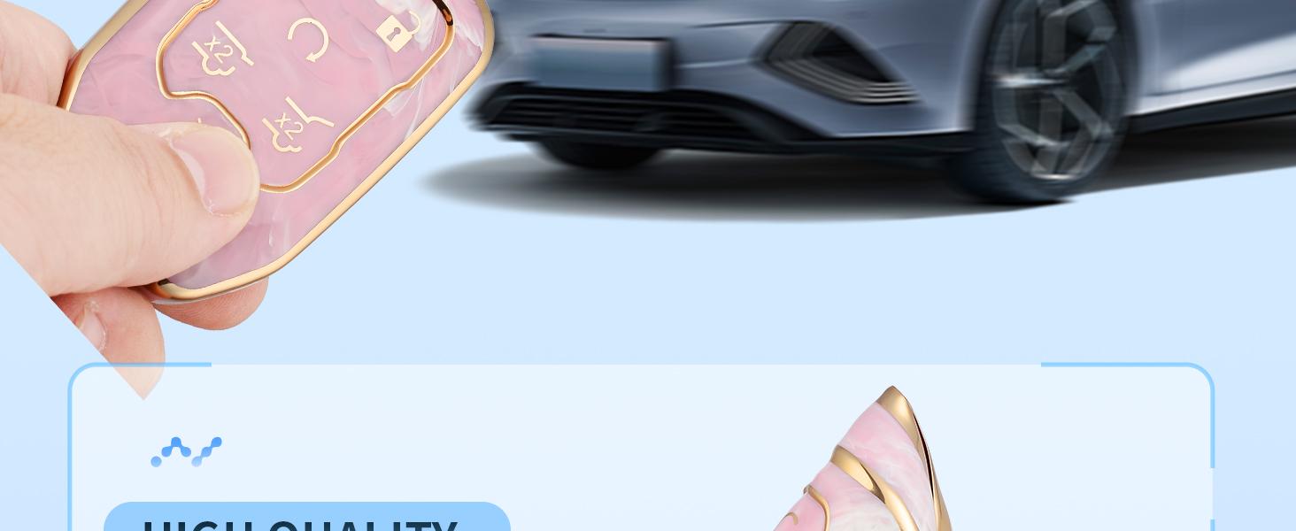 Key Fob Cover with keychain for GMC Yukon/Yukon XL Terrain Acadia Sierra Key Fob Case for Chevy Chevrolet Suburban Tahoe Car Accessories Smart 6 Buttons Key Protector, White