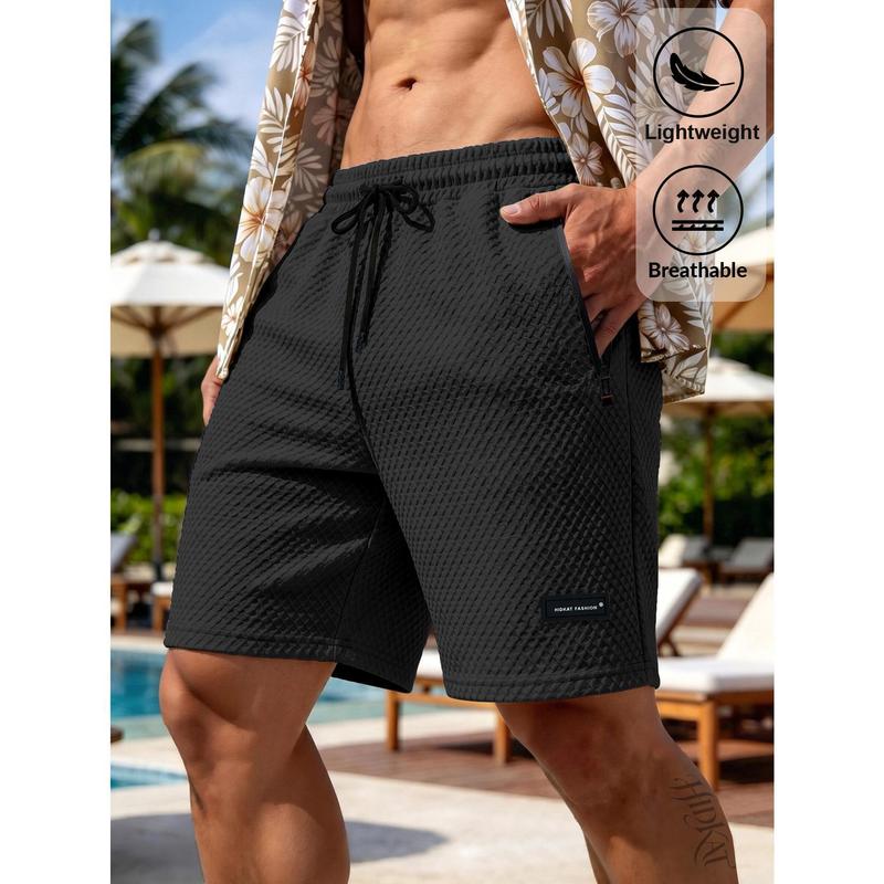 Men's Sports Shorts, Lightweight and Breathable, Suitable for Summer Wear. Safe Zipper Side Pocket, Suitable for Seaside Beach Vacations, Swimming Pool Activities, and Coastal City Strolls