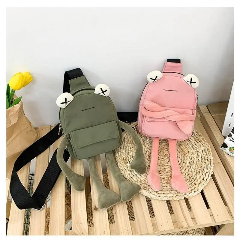Women's 3D Frog Sling Bag - Cute Plush Frog Purse, Funny Nylon Crossbody Chest Bag for Teens, Aesthetic Vintage Plaid Daypack with Soda Tab Detail, Gold-Plated Lock & Multi-Pockets for Casual Travel women house