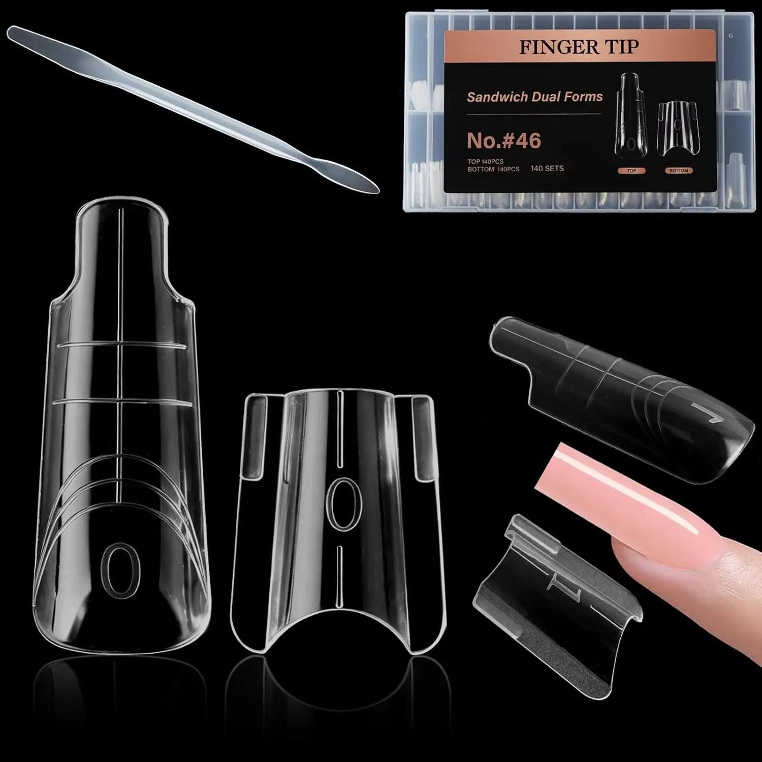 280Pcs Reusable Nail Extension Dual Forms with Silicone Polygel Stick, Easy Demolding & Intuitive Operation for DIY & Professional Use