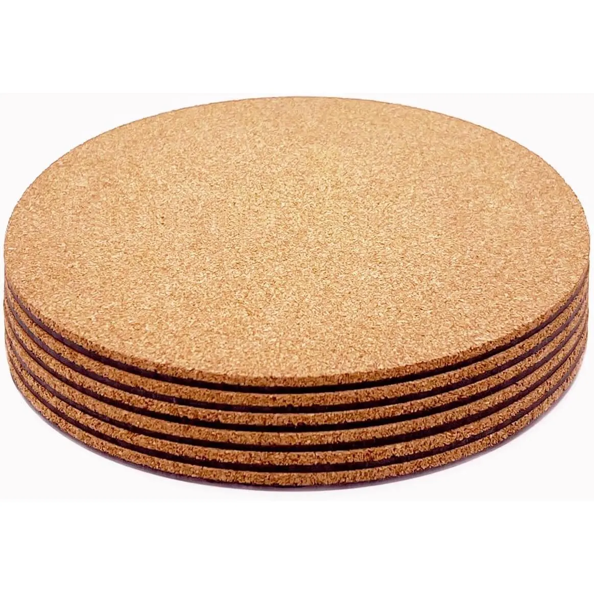 Cork  Coasters, Double Layers Cork  Mats, 4 Inch, 6 count | Double Layers, PP Board , Absorbent Cork  , Cork Planter Coaster for House