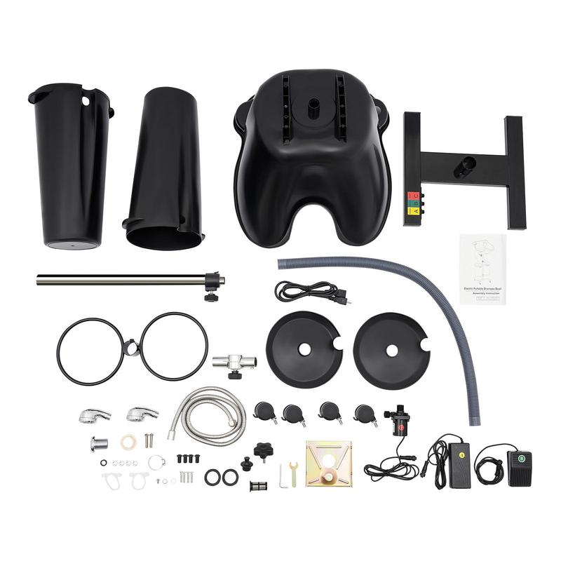 Portable Shampoo Bowl with Electric Pump, Hair Washing Station for Home & Barber Use, Portable Sink for Washing Hair with Dual-Bucket Design, Height Adjustable Stand