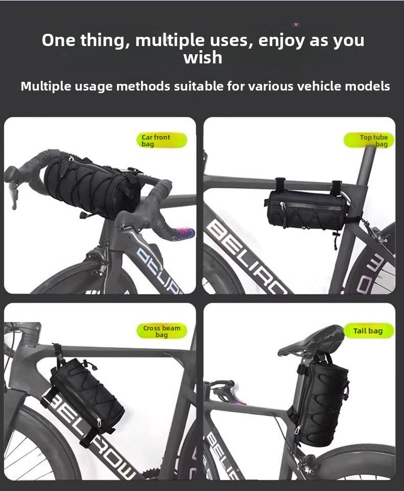 Nylon Fabric Road Bike Bag 2.5L Waterproof Multifunctional Cycling Bag in Purple Black Green Pink 23.5x11cm