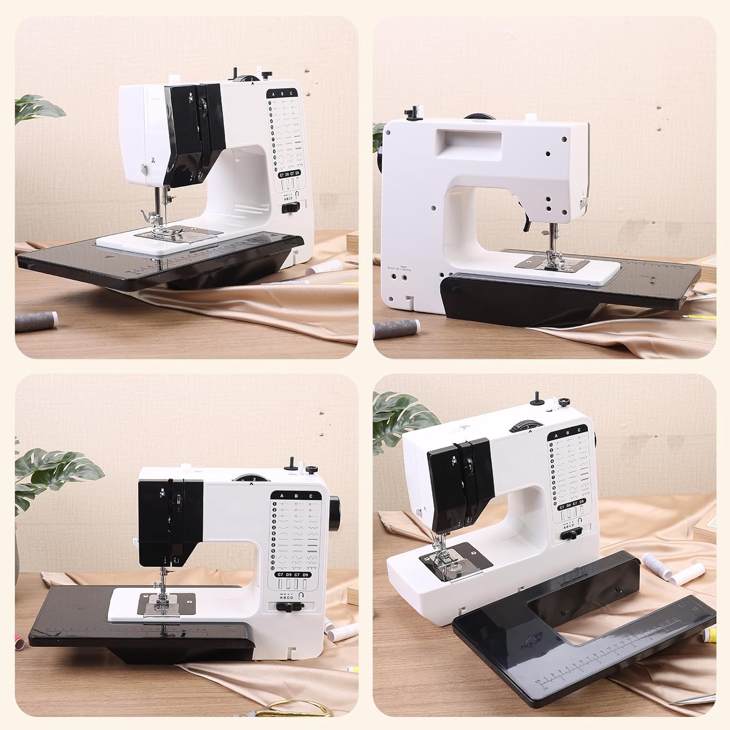 Portable Sewing Machine, Household Sewing Machine with 38 Sewing Functions, Sewing Machine with Extension Table, Foot Pedal & Accessories Set