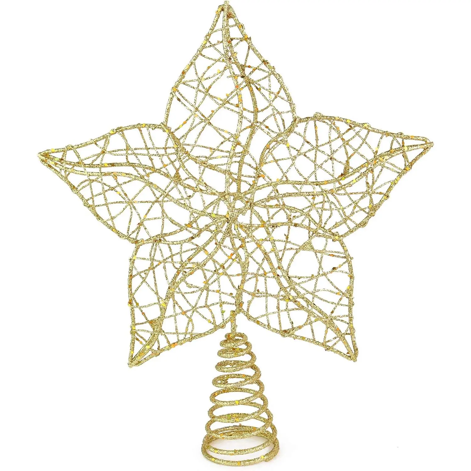 Glitter  Christmas Tree Topper -  Flower Holiday Decorations 12"
