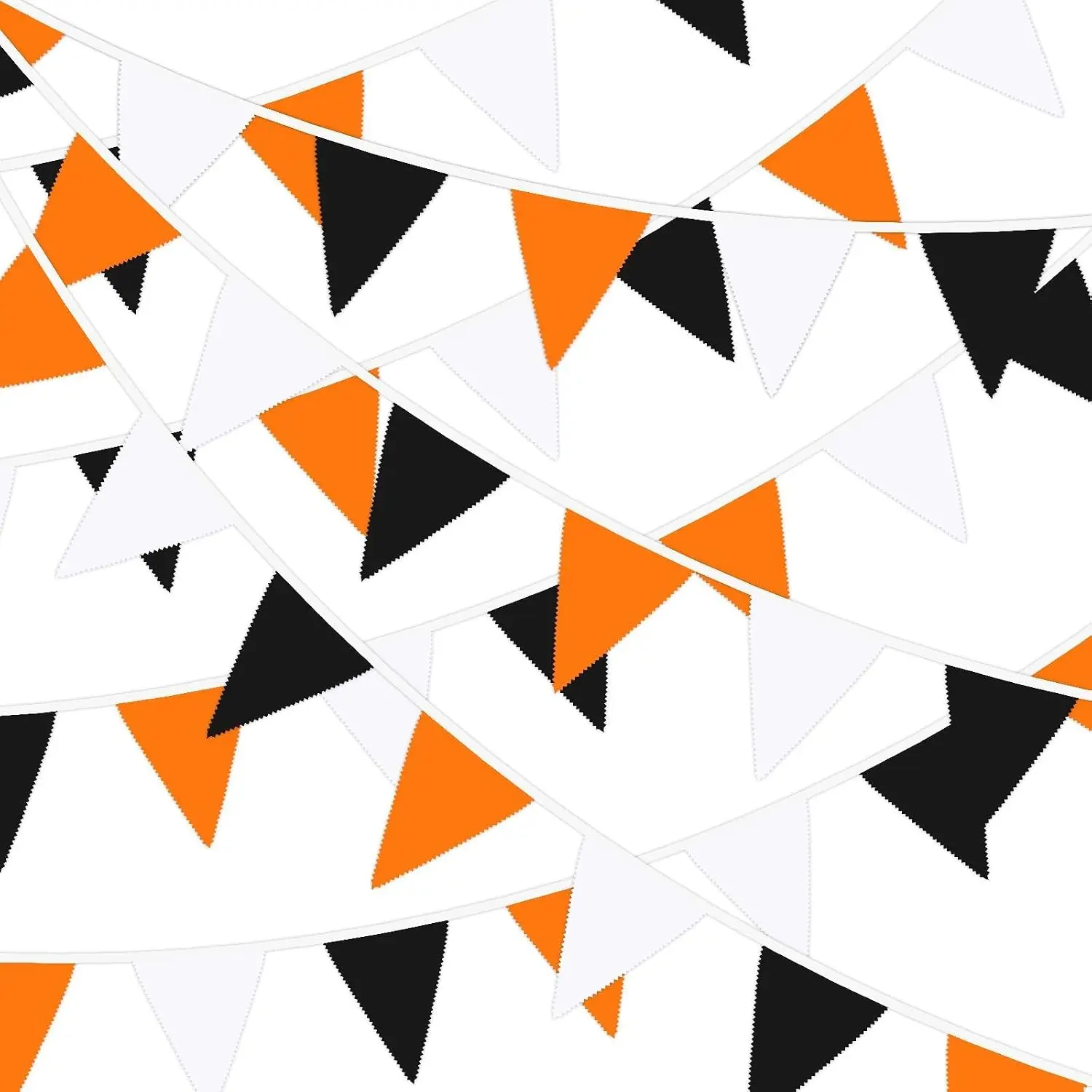 Halloween Colorful Fabric Triangle Flag Set - 30 Count, 7x5.5 in Bright Colors Pennant Banner, Indoor-Outdoor Home Garden Party Decorations