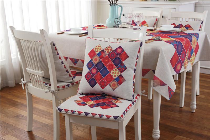 Imitation Linen Dining Chair Cushion, Seat Pad, Backrest Cushion, Pillowcase, Tablecloth, Multi-Purpose Cover Towel