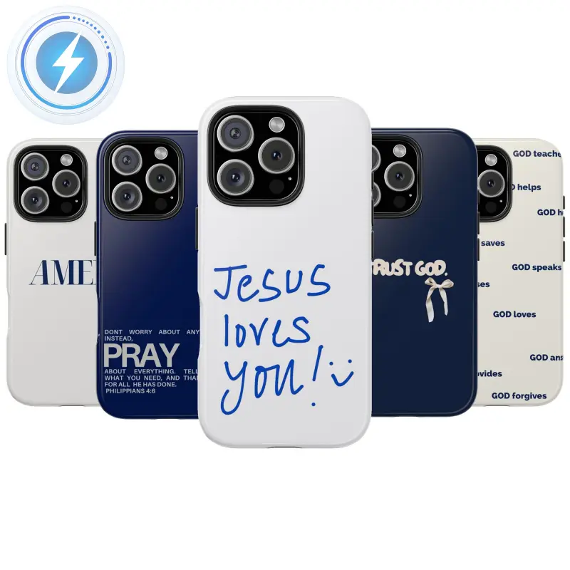 MagSafe Phone Case Jesus God Phone Case, Christian Bible Verses Cover fit For iPhone 16 Pro, 14, 15, 13, 12, 11, XR, 8, Jesus Loves You Tough Case, Coquette Style Compatible with iPhone 17 Air for iPhone 16 Pro Max