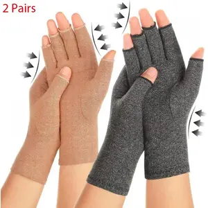2 Pairs Fingerless Compression Gloves, Comfort Support Gloves for Daily Typing & Hand Discomfort Relief