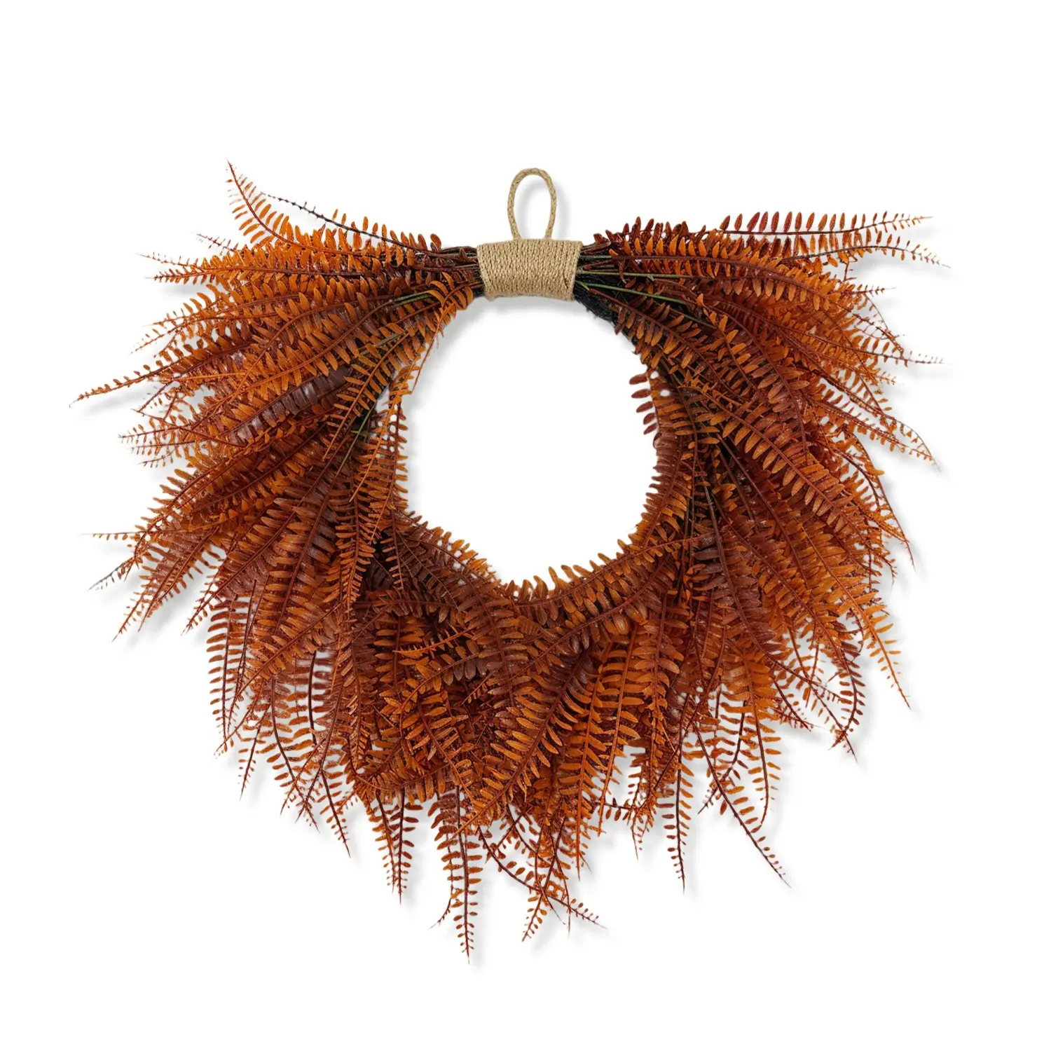 22 Inch Artificial Fall Fern Wreath, Autumn Thanksgiving Persian Leaf, UV Resistant Faux Plant, Indoor Outdoor Home Decor, Durable Plastic Decor