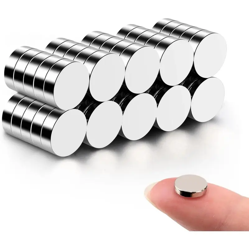 Plastic Round Refrigerator Magnets - 50-Count Bulk Pack, 8x2 mm Small Round Shape, for Crafts Office, Wall Whiteboard Home Organizer