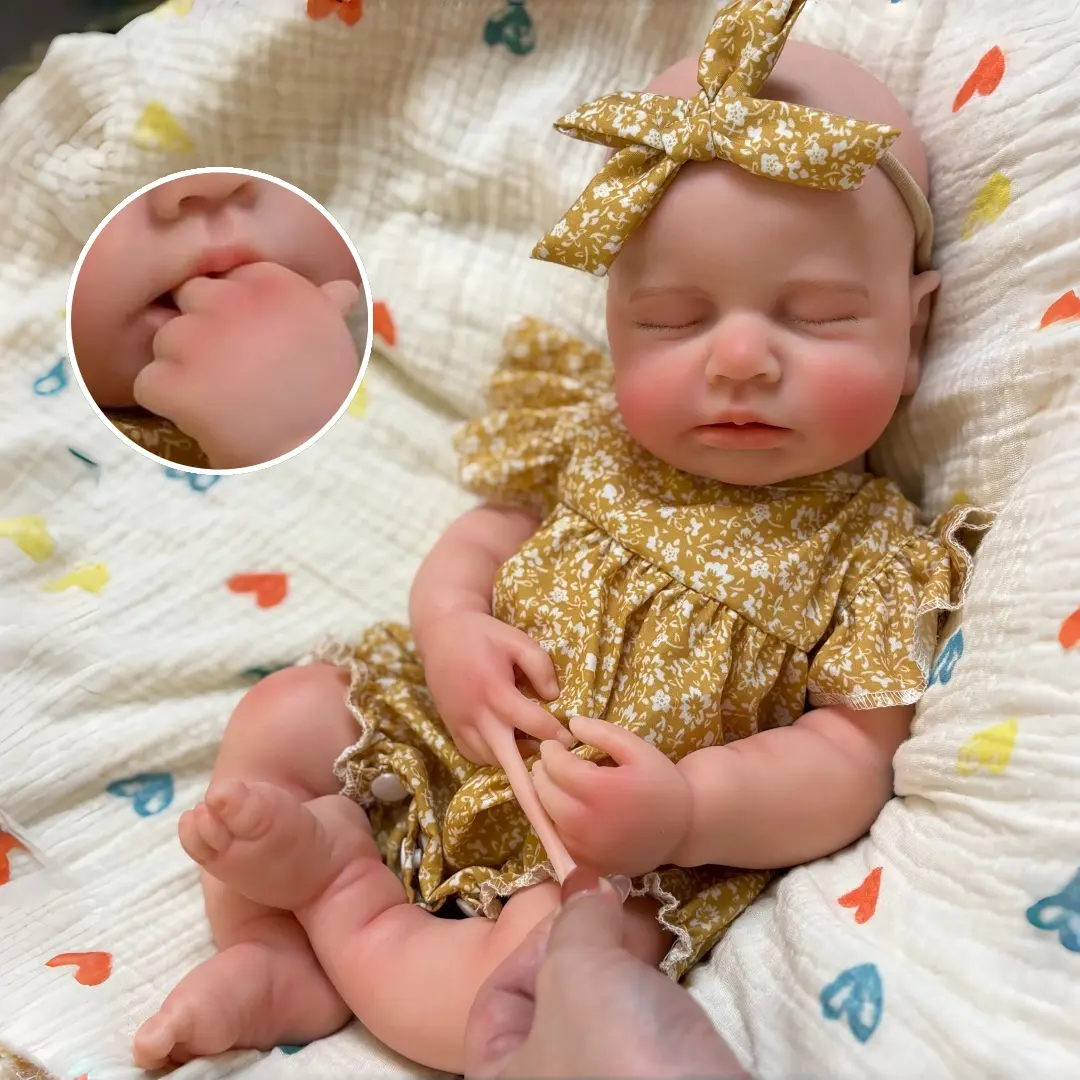 Otarddolls 12.6in Full Body Silicone Newborn Reborn Girl Doll Loulou - Lifelike Realistic Newborn, Open Mouth, Poseable Limbs, Hand-Painted Skin Details, Silicone Baby Reborn Toy for Birthday Gifts