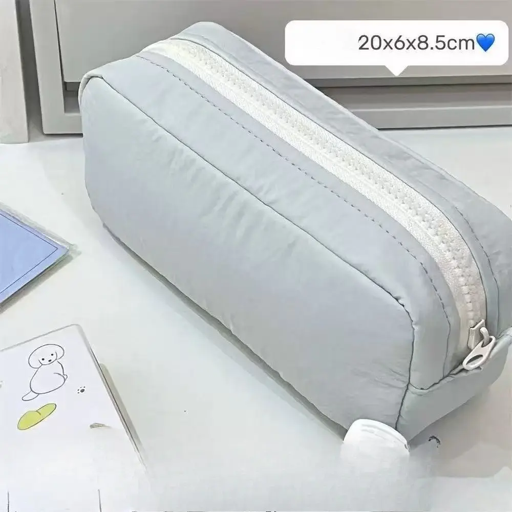 Haiyan Blue Square Pen Holder, a high-quality plain-colored stationery bag with a sleek appearance, a soft and spacious plain-colored storage bag, Desk Supplies