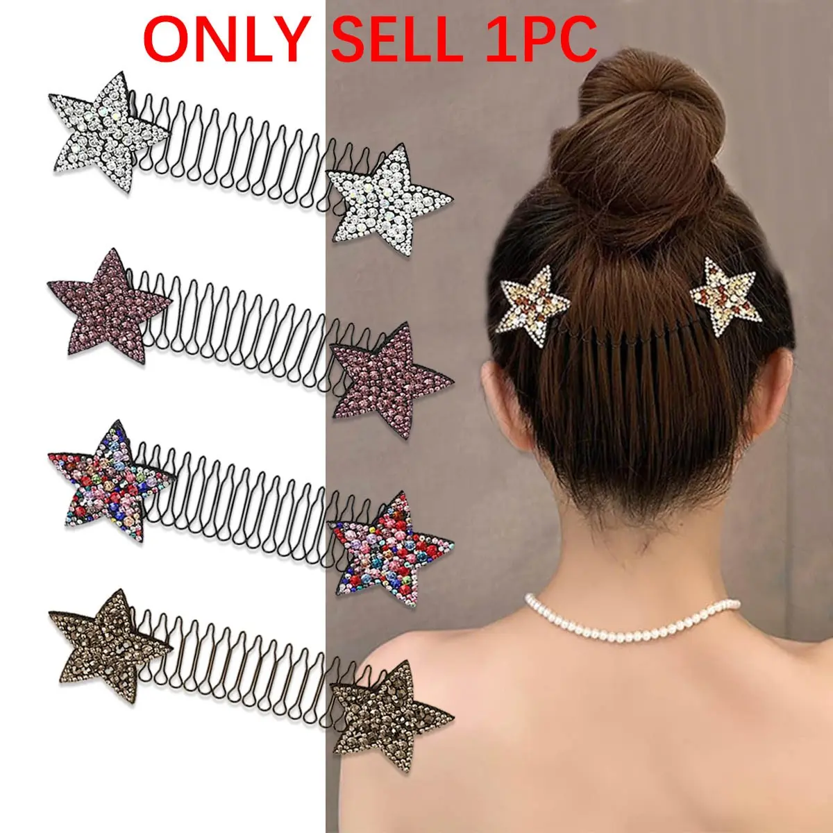 Star Hair Finishing Fixer Wavy Comb Hair Clip Combs Metal Wire Hair Combs Big Bangs Holder Hair Updo Styling Tool Invisible Hairstyle Hair Accessories for Women
