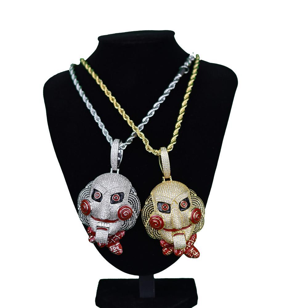 The "Joker" Hip-Hop Style Statement Piece: Chunky Chain & Full-Pavé Moissanite Necklace with Pendant — Men's Jewelry