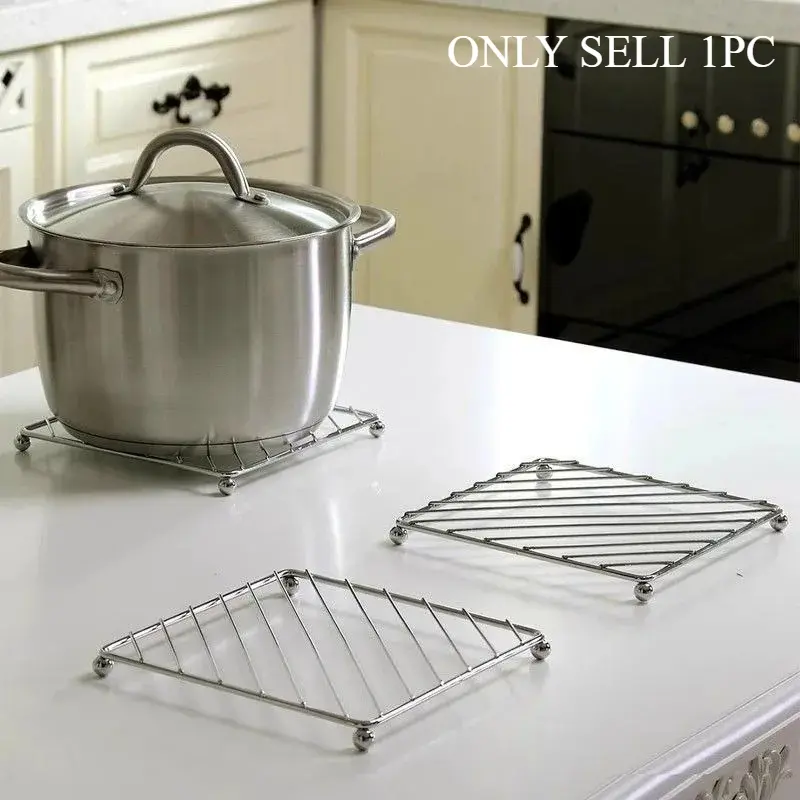 1pc Stainless Steel Pot Holder and Steamer Rack - Thickened Heat-Resistant Kitchen Mat Perfect for Cooking and Serving