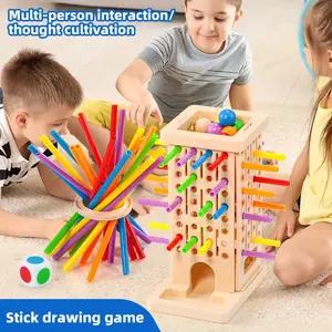 Wooden Stick Game, Stacking Game, Interactive Puzzle Toy for Parents and Kids, Family Fun Game, Dual Player Spatial Thinking Training, Includes Wooden Sticks