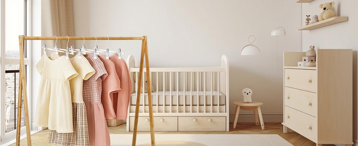 Pants Hangers with Clips for Women 24 Pack, 12Inch Adjustable Heavy Duty Skirt Hangers, Space Saving Non-Slip Shorts Jeans Trousers Clothes Hangers, Black