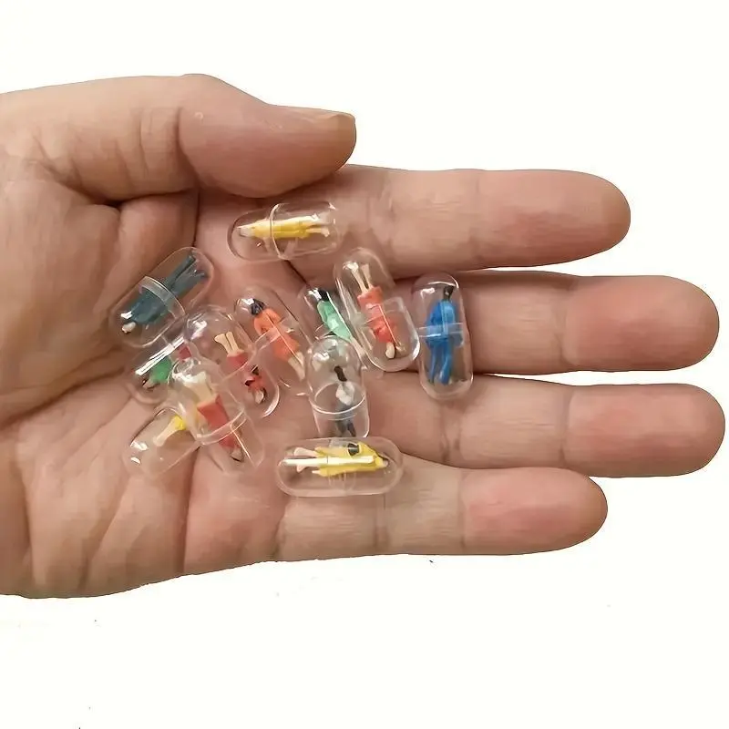 50Pcs Random Assorted 3D Mini Character Figurine Capsules - Sports & Outdoor Decor Ornaments with Vivid Sculpted Figures, Retractable Limbs, Retractable Hair, Ideal for Dollhouse Scenes, Desktop Display