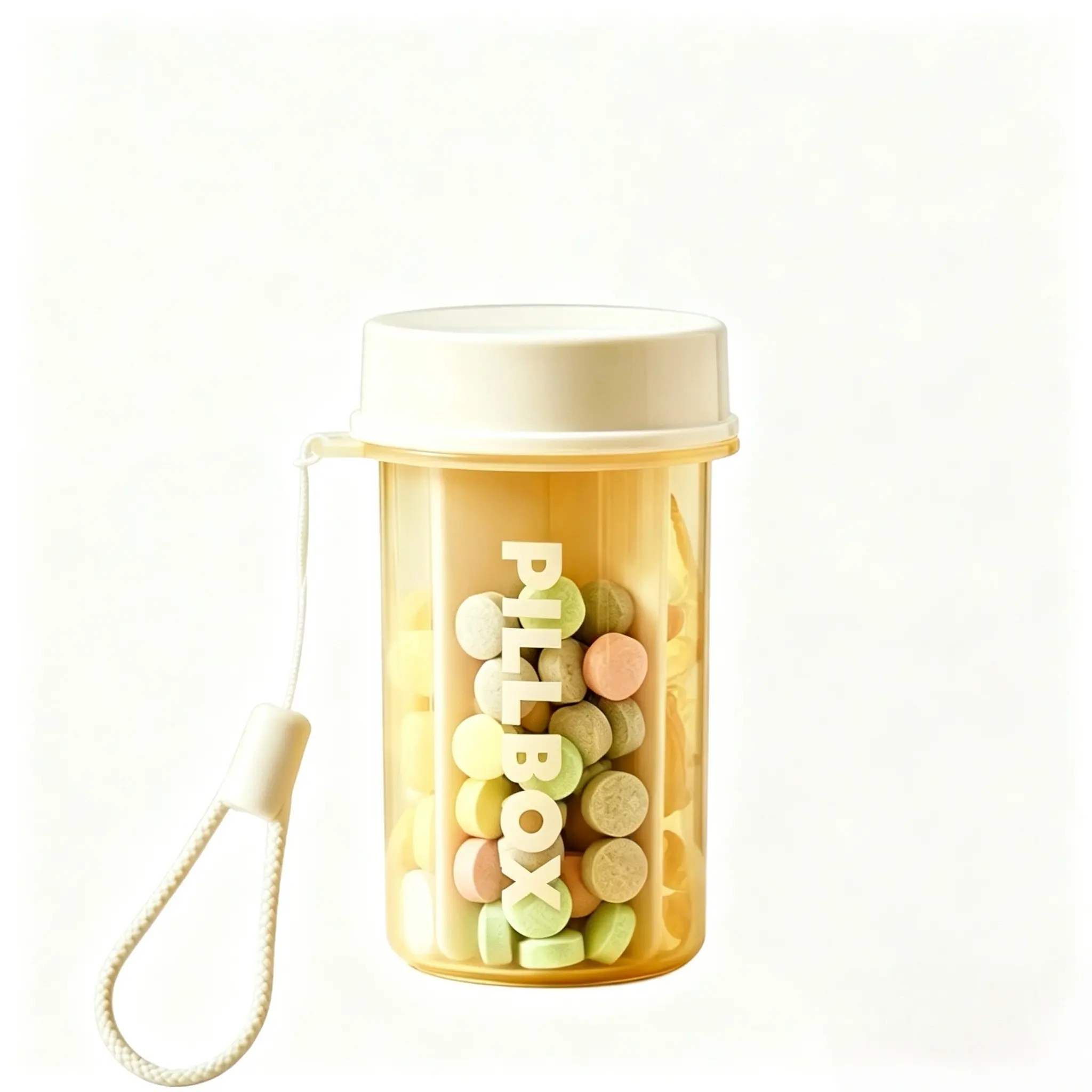 Portable Vitamin Organizer Box with Child Safety Lock, 4 Compartment Medicine Case, Waterproof, Ideal for Travel and Home Use, Supplement Organizer, Vitamin Dispenser