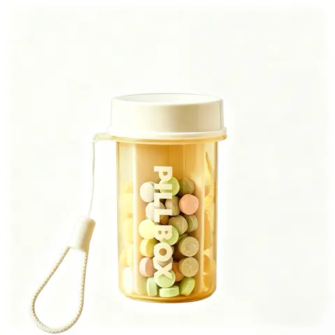 Portable Vitamin Organizer Box with Child Safety Lock, 4 Compartment Medicine Case, Waterproof, Ideal for Travel and Home Use, Supplement Organizer, Vitamin Dispenser