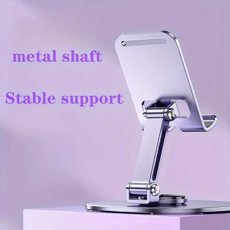 360 Degree Rotating Metal Phone Stand, Compact Foldable Portable Desktop Holder for All Smartphones and Tablets, Ideal Office Accessory