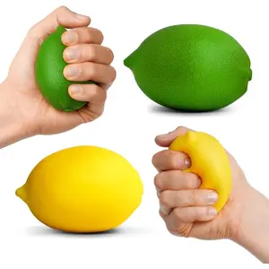 Ecowise Hand Therapy Fruit Squish Ball Pair – 2 Lemon Stress Balls for Adults, Hand Therapy and Grip Strength Trainer, Squeeze Balls for Stress Relief, Wrist and Finger Exercise, Latex-Free