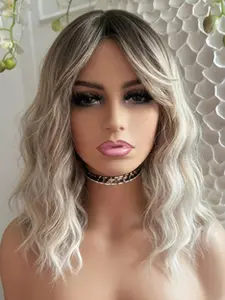 13x4 Lace Front Wig, Soft Human Hair Glitter Blonde, 14 Inch Big Curl, 150 Density, Pre-Trimmed Fetus Hair, Daily Wear for Women