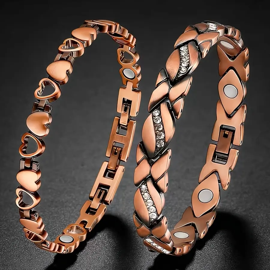 Set of 2 women fashion bracelets made of 99.9% pure copper with embedded magnets, elegant decorative jewelry for gifting High Quality Bracelet