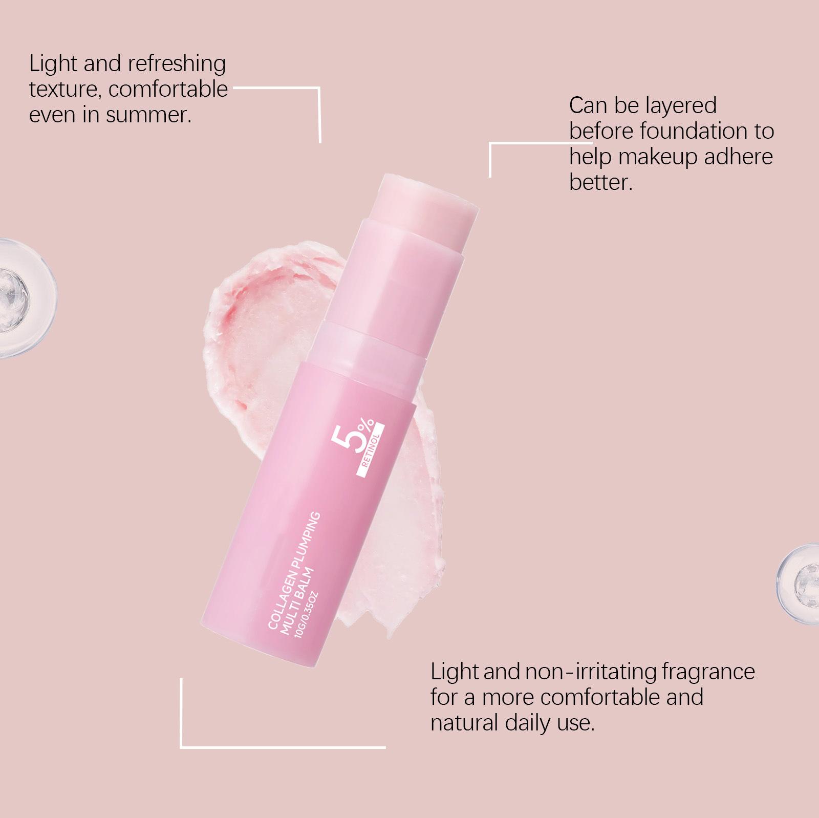 PDRN Pink Collagen Volume Multi Balm 10g - 5% Volufiline, Hydrating Anti-Aging Stick for Glass Skin, K-Beauty Multi-Use Balm for Face, Lips, Cheeks