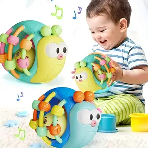 [Christmas, Easter, Birthday] Cute And Interesting Hand-Held Baby Rattle, Puzzle Snail Elephant Rattle Plastic Ball, Plastic Material, Festival Can Send Birthday Gifts, Christmas, Easter, Newborn Souvenir Toy Ball(Random Color)