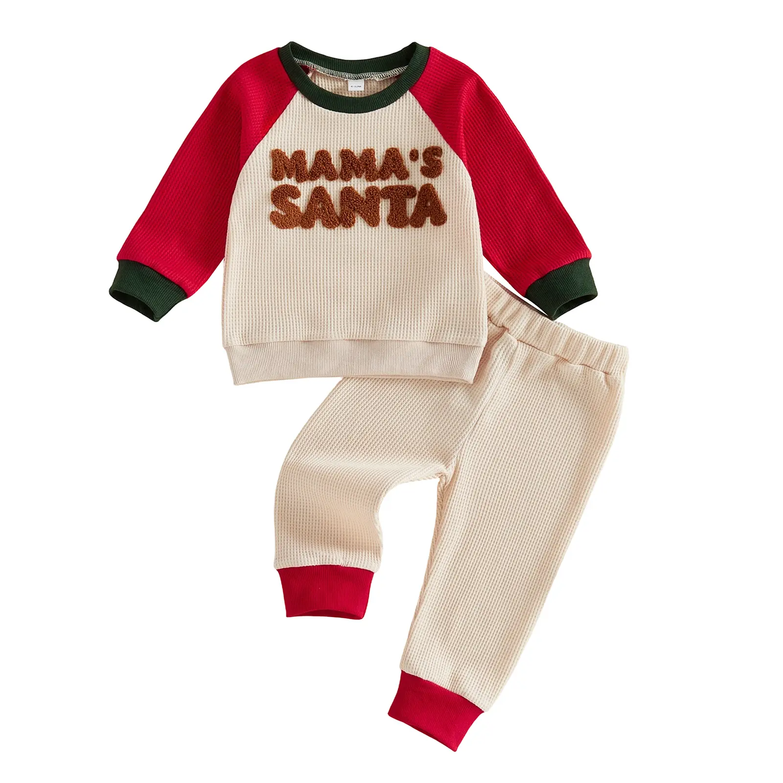 Toddler Baby Little Boy Girl Christmas Outfit Waffle Long Sleeve Sweatshirt and Pants 2Pcs Fall Winter 6M-4T