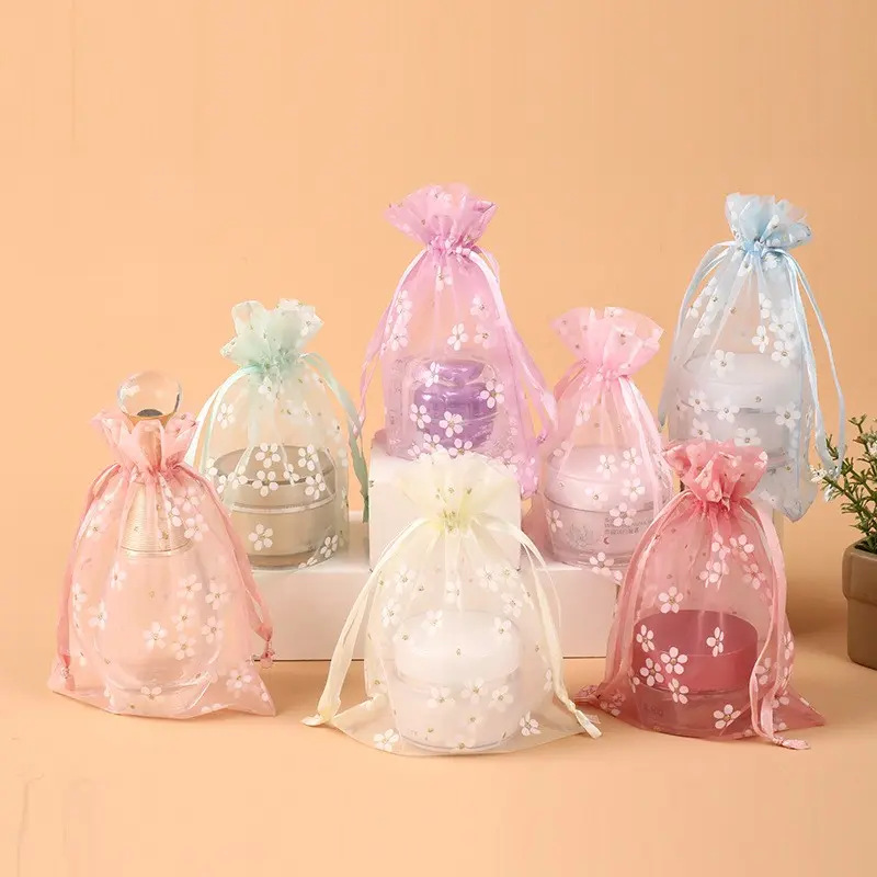 20pcs Organza Drawstring Gift Bags, Wedding Favor Candy Bags, Sheer Mesh Jewelry Pouches, Party, Wedding, Bridal Shower, Christmas