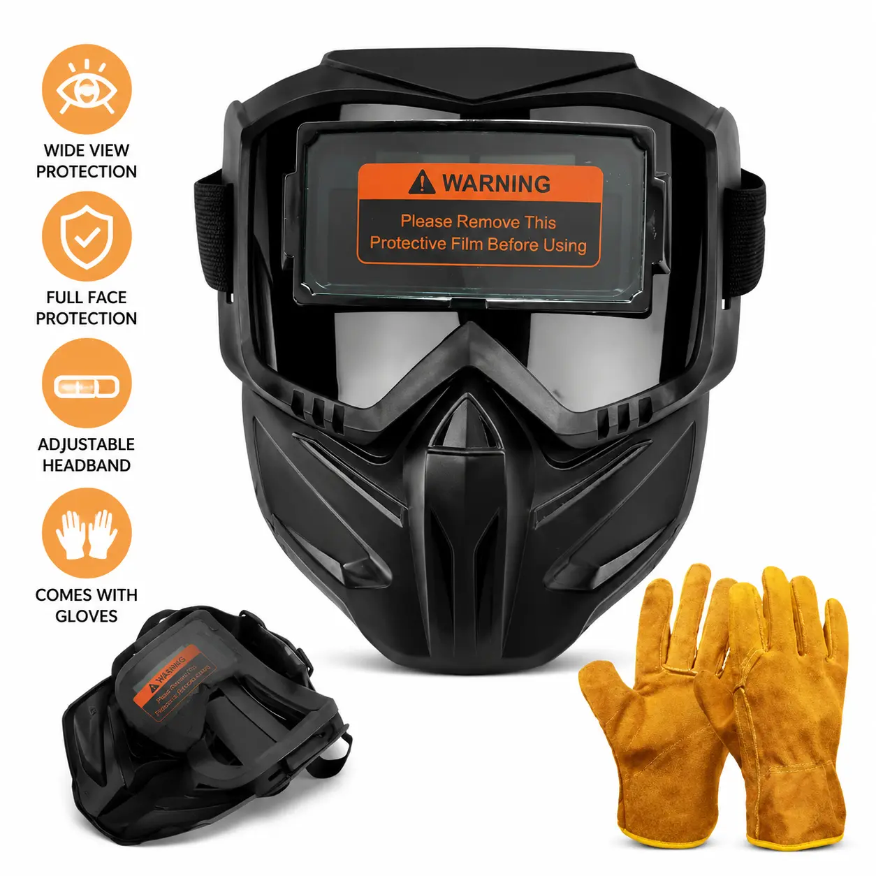 Auto Darkening Welding Helmet with Gloves – Anti-Glare Face Shield for Welders – Safety Protection for Welding, Woodworking, Electrical Work & Grinding – Includes Welding Gloves