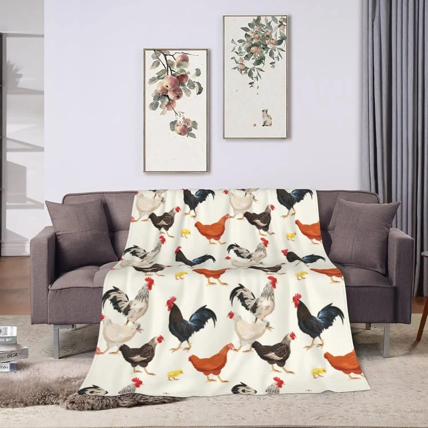 Chicken Gifts for Women, Cute Chicken Blanket for Women Adults, Farmhouse Chickens Decor Rooster, Gifts for Mom Grandma Friends Christmas