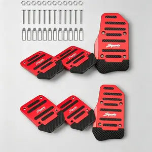 3-Piece Anti-Slip Aluminum Pedal Pads, Sporty Gas Clutch Foot Pedals, Wear-Resistant Car Clutch Pedal Kit, Manual Brake Pedal Set, Fits Cars, Suvs, Atvs