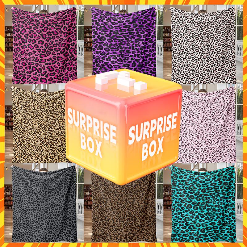 Fluffy Surprise Blankets:Leopard Print Blanket Surprise Box – Hot Pink Purple White Black Pink Gray Brown Turquoise Animal Print Ultra Soft Cozy Plush Fleece Throw Mystery Box Perfect For Y2K Aesthetic, Baddie Style & Wild Fashion Lovers