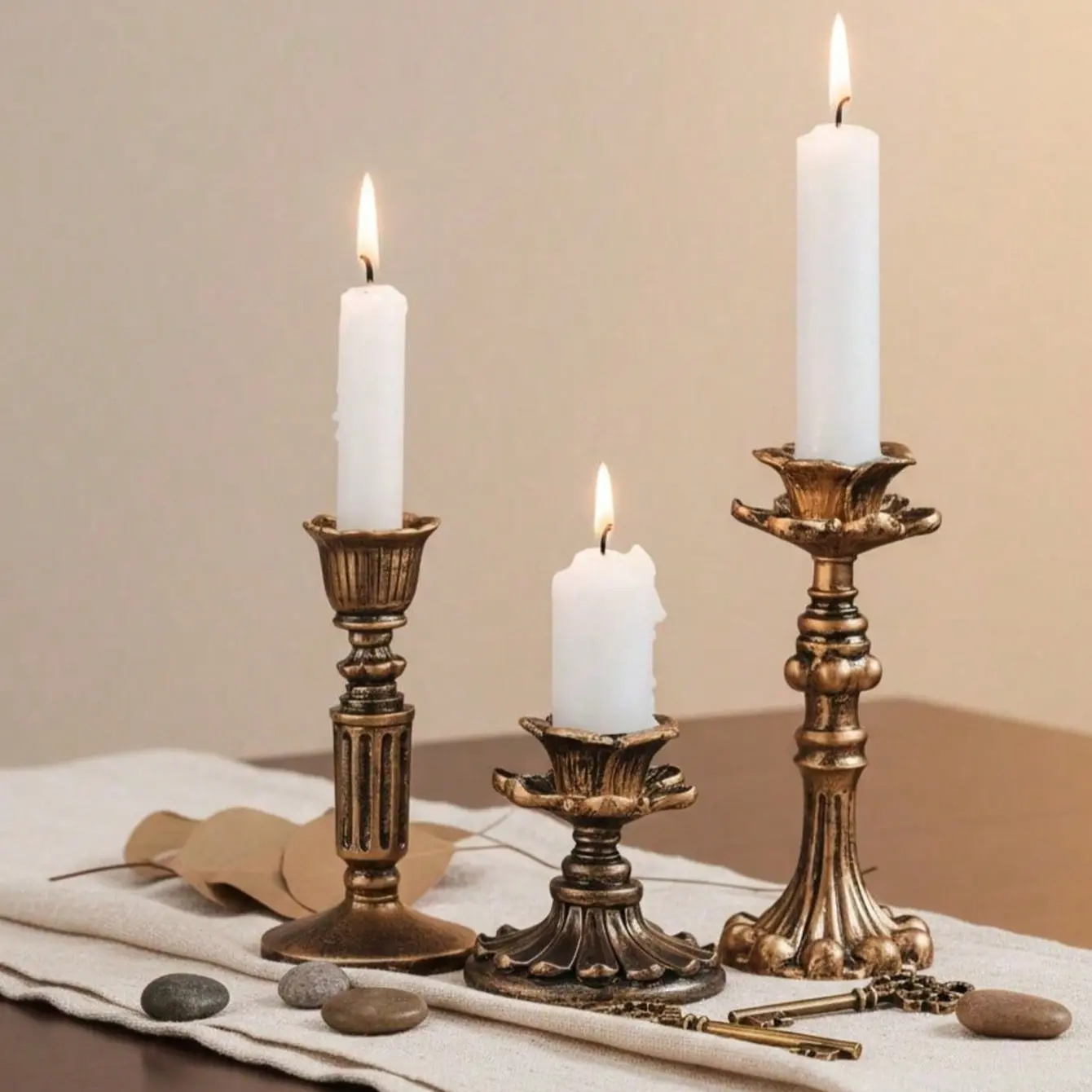 Candle Holder Set, French Classical European Vintage Decor, Retro Tabletop Decoration, Wedding Scene Props, Luxury Home Decor, Candle Holders For Table Centerpiece