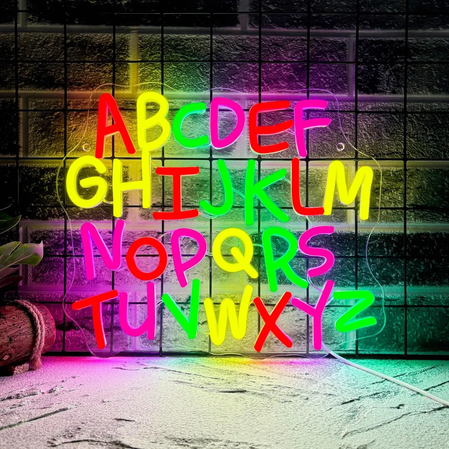 Abc Neon Light Letters, Preschool English Neon Sign, USB Powered Classroom Decor, Adjustable LED, Ideal for Elementary Classrooms, Kindergarten, Kids' Rooms