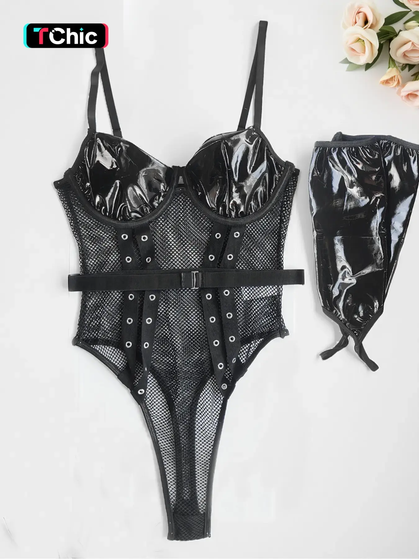 Women's Solid Color Push Up Bra & Garter Belt & Thong Sexy Lingerie Three-piece Set, Fashion Comfy Breathable Sexy Lingerie Set for Daily Wear, Women Sexy Lingeries & Costumes rave outfit lenceria sexi mujer french cut underwear