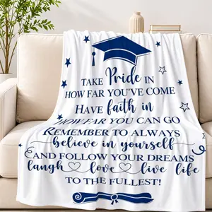Summer Cool Blanket, Base Graduation Theme, Single-Sided Print, Lightweight Washable, Ideal for Bed Sofa Travel Nap, Inspirational Gift
