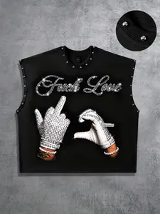 Hip-hop Oversized unisex sleeveless vest, Summer sleeveless top, street style, printed sleeveless T-shirt, loose fit design, for street style and everyday outings