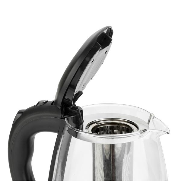 ZOKOP HD-1861-A 110V 1200W 1.8L Electric Glass Kettle US Plug with LED Lights, 360° Rotation Base, Auto Shut-off, and Mesh Filter for Spill Proof Pours Automatic