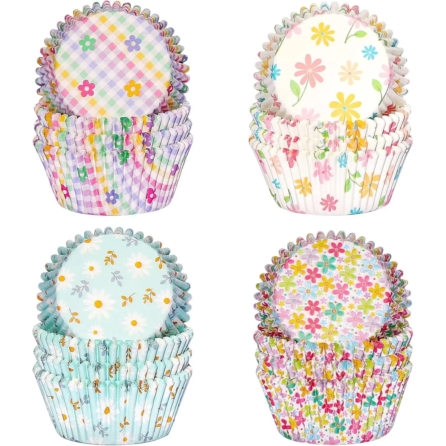 Standard Cupcake Liners 400 Count Paper Baking Cups Spring Floral Disposable Cupcake Wrappers for Wedding and Party Baking Supplies