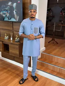 New African Men's Ethnic Set, Muslim Modesty, Plain Surface, Unlined, 88.2 G/m², No Ca Prop_65_re, No Ca Prop_65_ca, Clothing Type: Set
