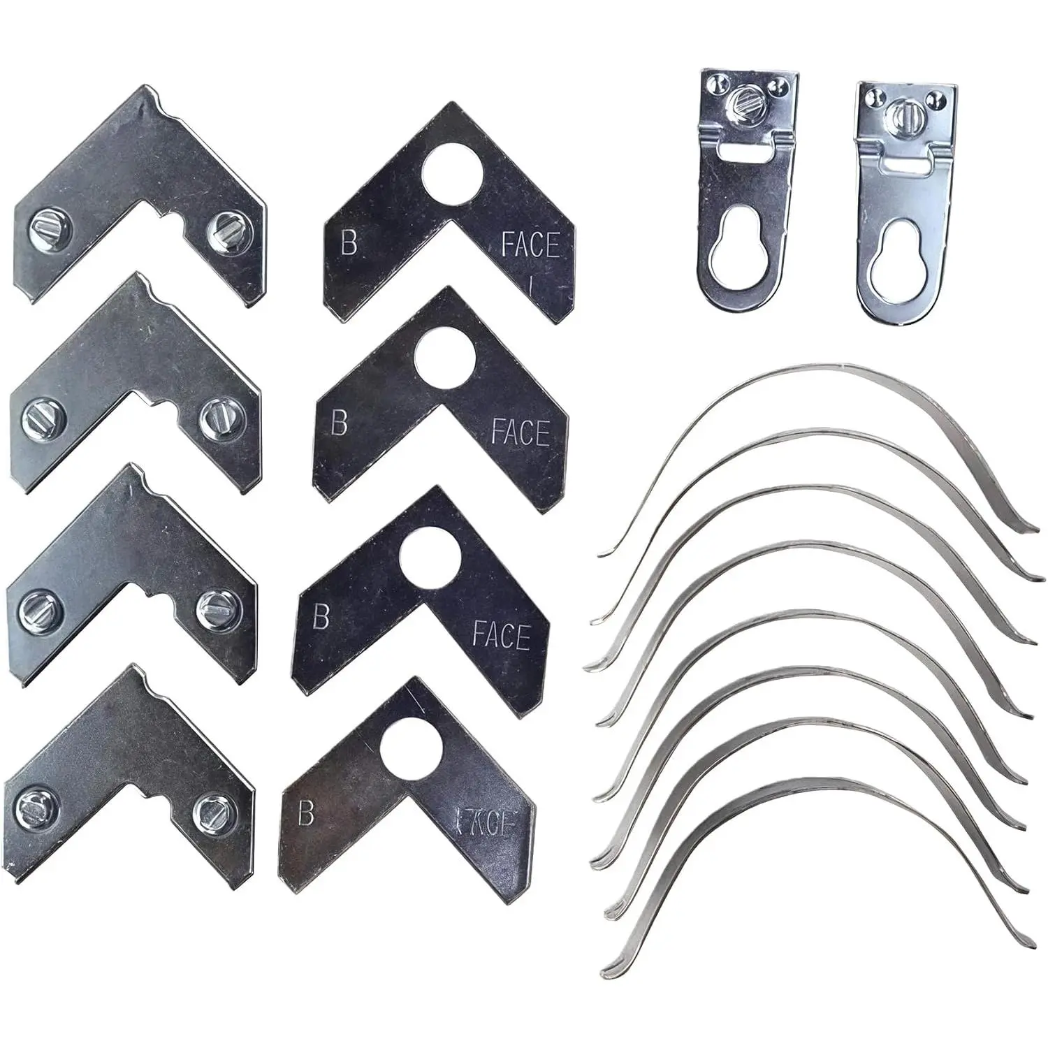 18 count  Metal Photo Frame Hardware Accessories L Shaped Angle Bracket Flat Plate Fastener Tapped Corners Gasket Picture Frame  Hangers Hooks Spring Clips DIY Picture Framing Tools