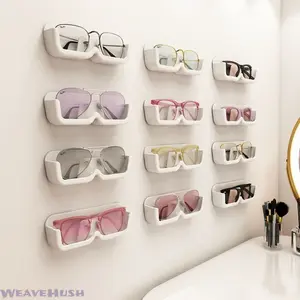 3 Pack Wall Mount Eyeglass Storage Holder, Anti-Crush Sunglasses Display Rack for Bedroom & Bathroom, Multi-Purpose Eyewear Organizer for Myopia Glasses & Shades, Practical Decor Display Prop for Daily Storage & Retail Showcase
